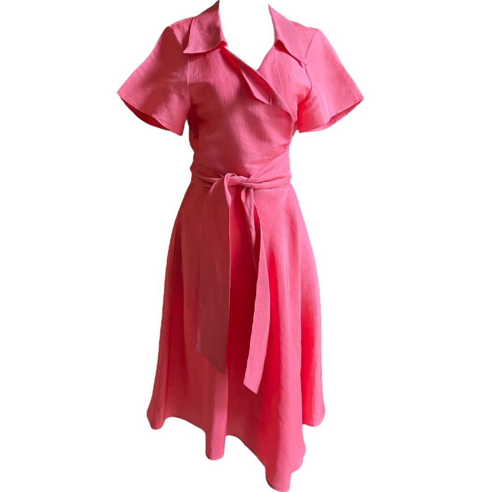 Vintage Max Mara coral pink linen shirt dress